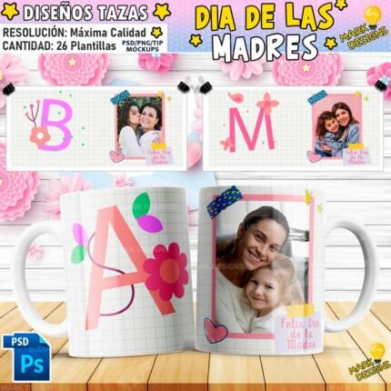 Diseños Abecedario Mamá Tazas Editables