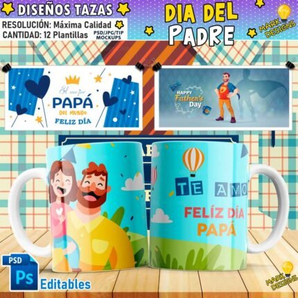 Plantillas Papás Tazas Sublimables