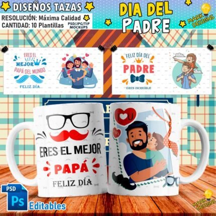 Frases Papá Tazas Plantillas Editables
