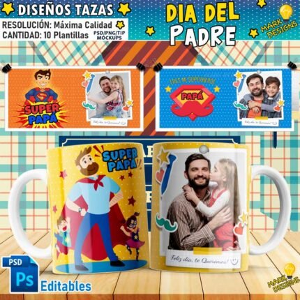Plantillas Super Papá Tazas con Foto