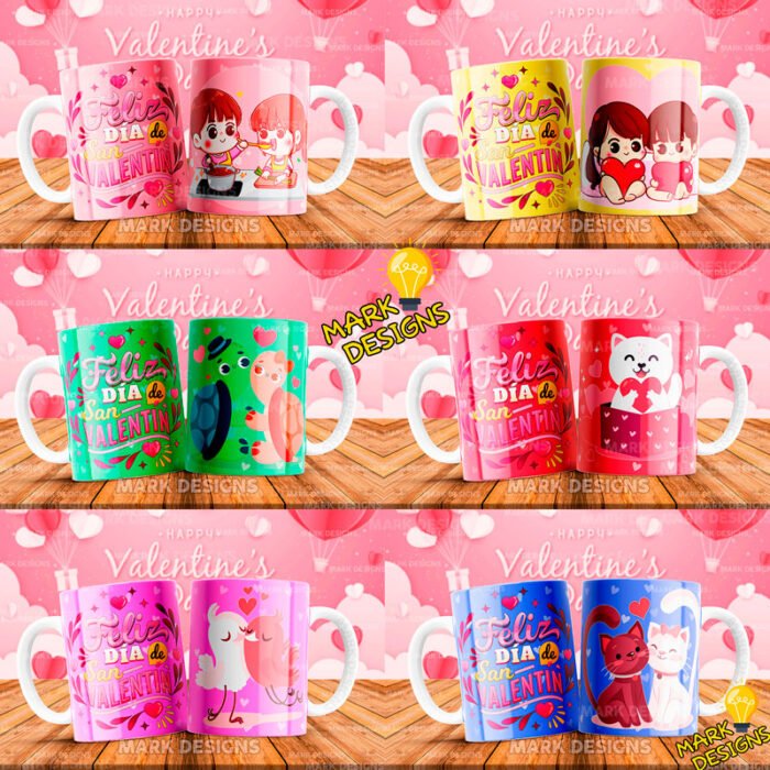 Diseños de Enamorados para Tazas San Valentín