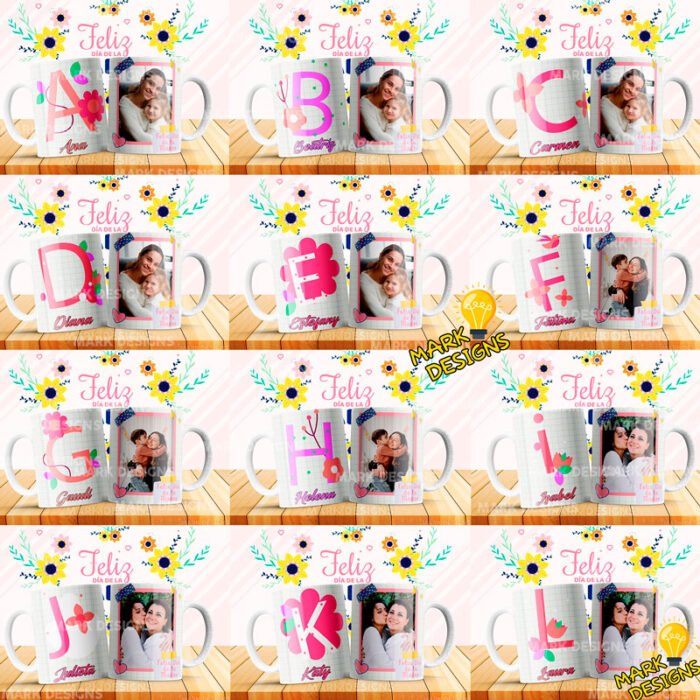 Diseños Abecedario Mamá Tazas Editables
