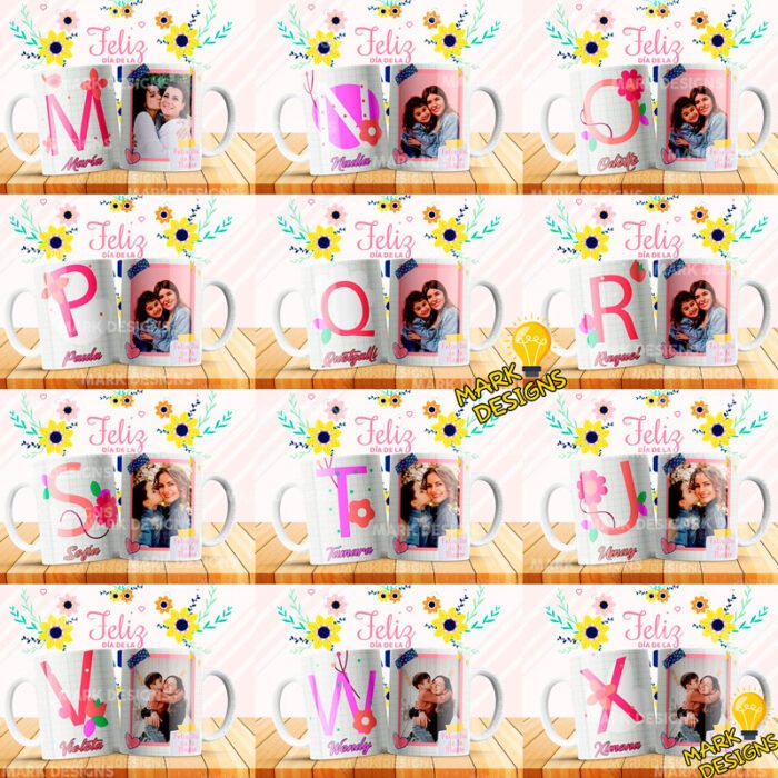 Diseños Abecedario Mamá Tazas Editables