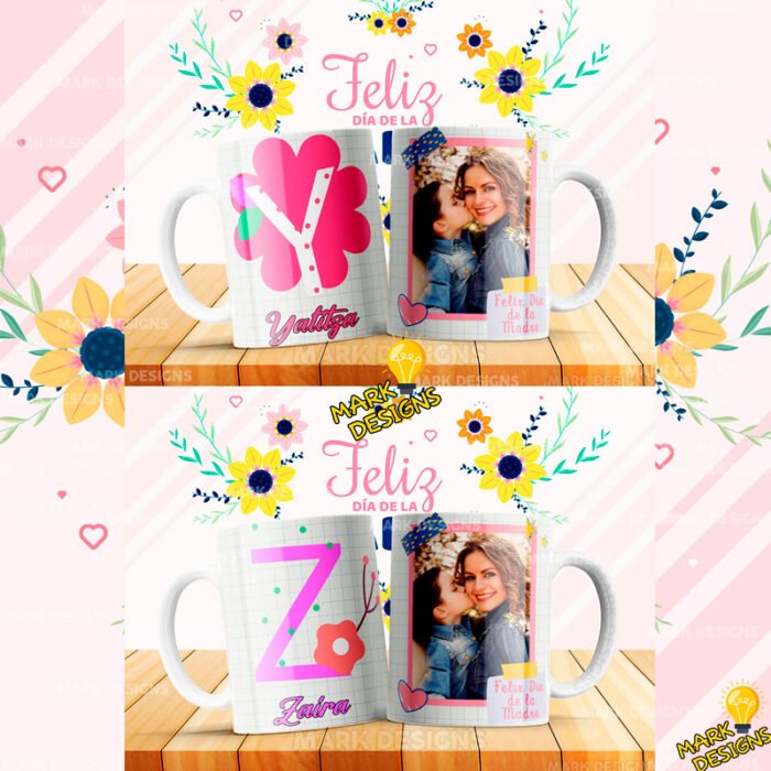 Diseños Abecedario Mamá Tazas Editables