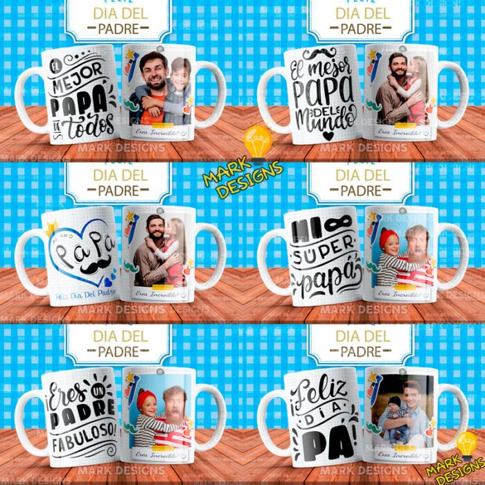 Plantillas Foto Papás Tazas Editables