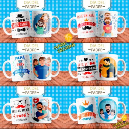 Frases Papá Tazas Plantillas Editables