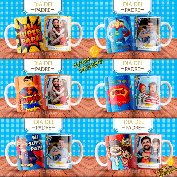 Plantillas Super Papá Tazas con Foto