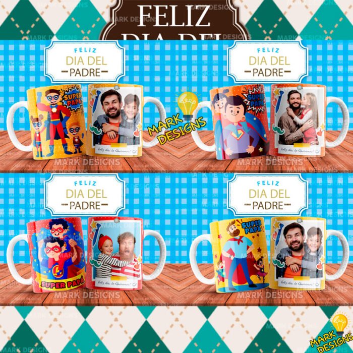 Plantillas Super Papá Tazas con Foto - Image 3