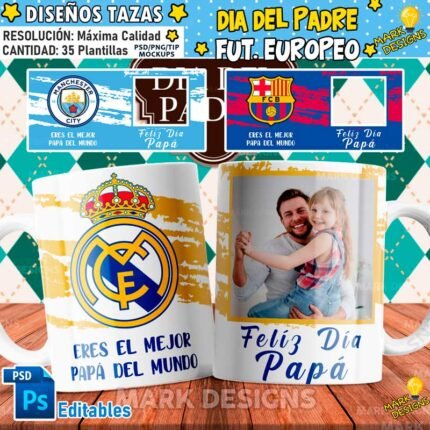 Diseños Día del Padre Clubes Europeos para Tazas