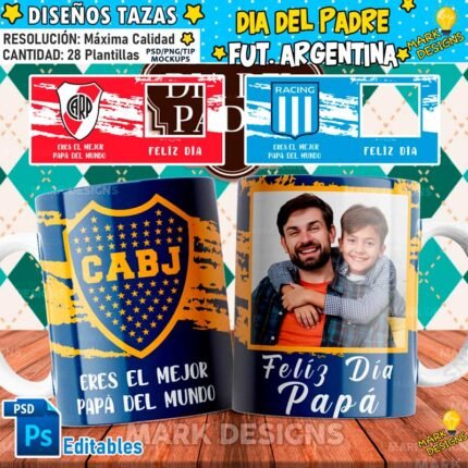 Diseños Día del Padre Clubes Argentinos para Tazas
