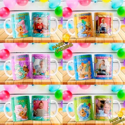 Cumpleaños Niños para Tazas Editables