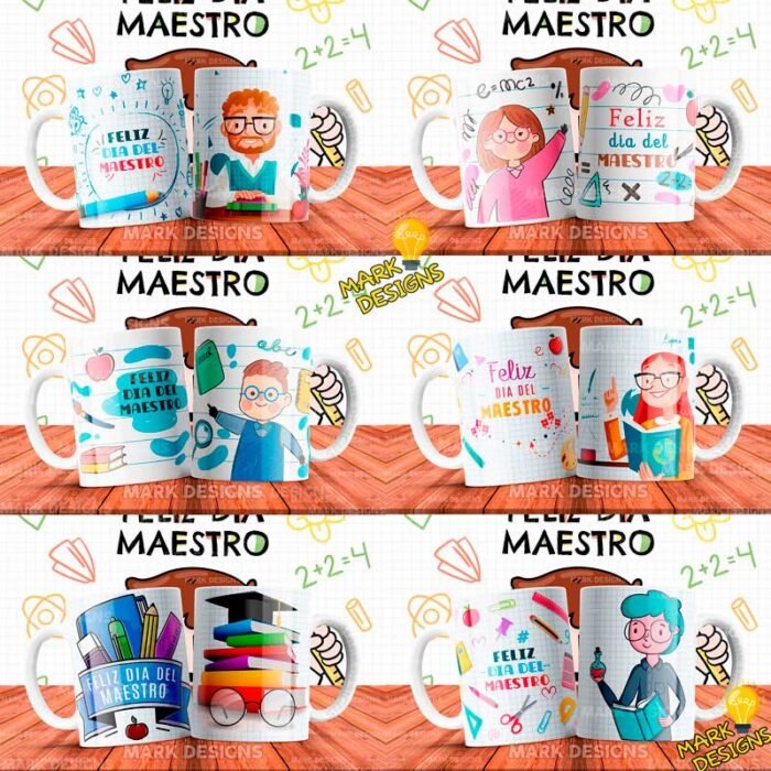 Plantillas Feliz Día Maestros para Tazas