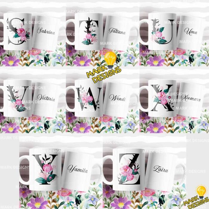 Diseños de Abecedario Flores Tazas - Image 3