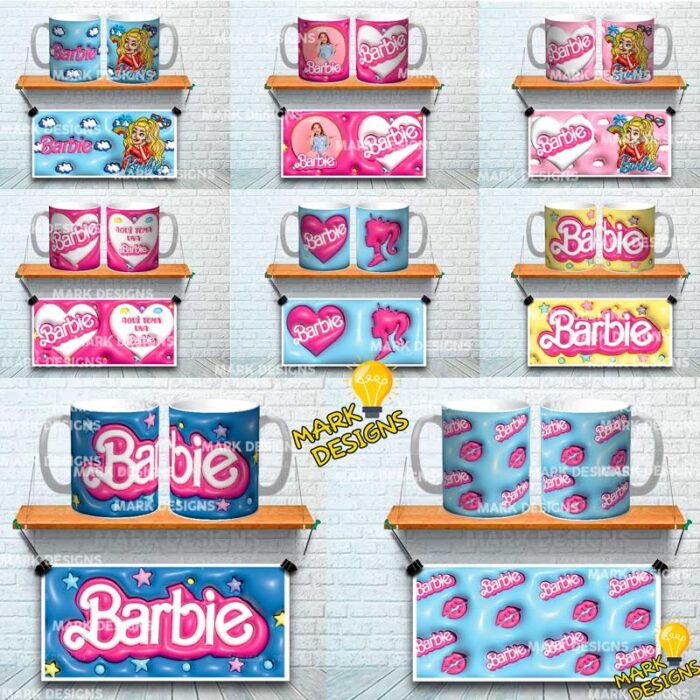 Plantillas Barbie Efecto Inflado 3d Tazas - Image 2