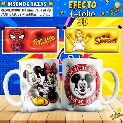 Plantillas Efecto Inflado 3d Tazas