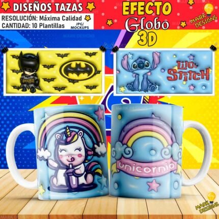 Plantillas Efecto Globo para Tazas