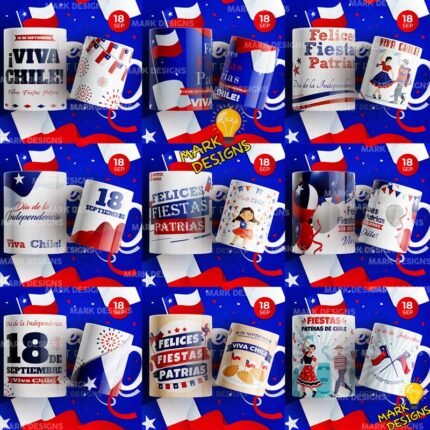 Diseños Fiestas Patrias Chile Tazas