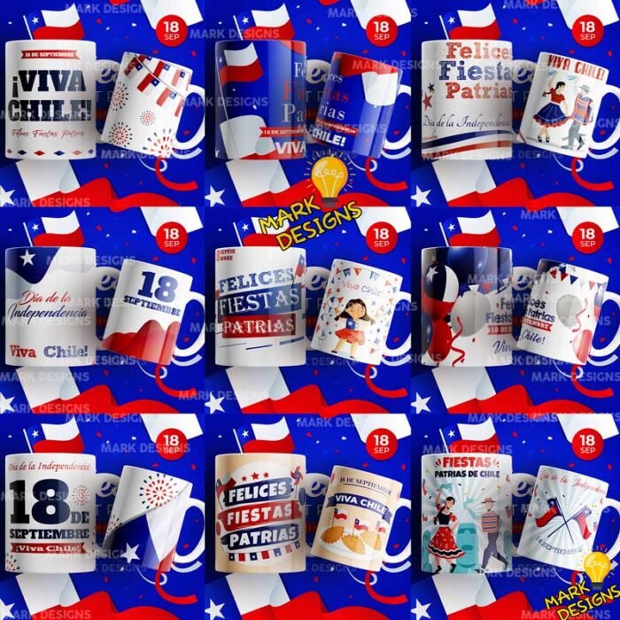 Diseños Fiestas Patrias Chile Tazas