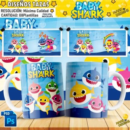 Plantillas de Baby Shark para Tazas