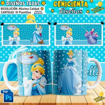 Plantillas de Cenicienta para Tazas