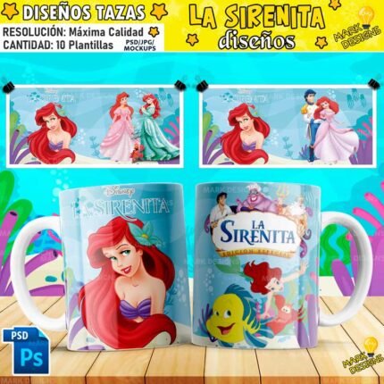 Plantillas la Sirenita para Tazas