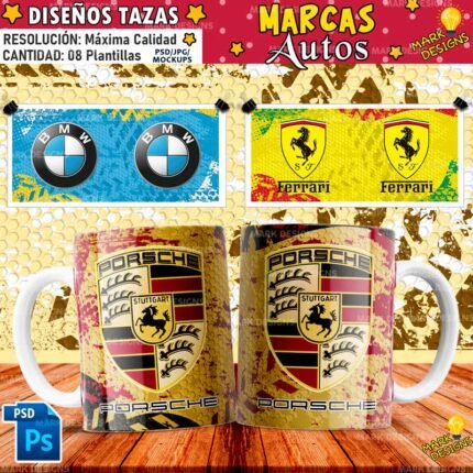 Plantillas Marcas Autos para Tazas
