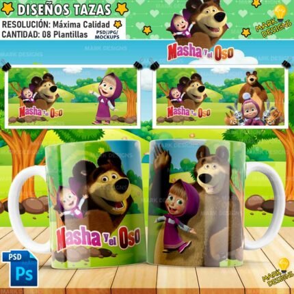 Plantillas Masha y el Oso Tazas