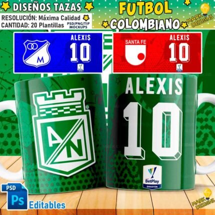 Diseños Fútbol Colombiano para Tazas