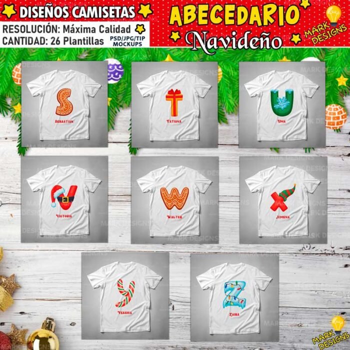 Diseños Navideños Abecedario Camisetas - Image 4