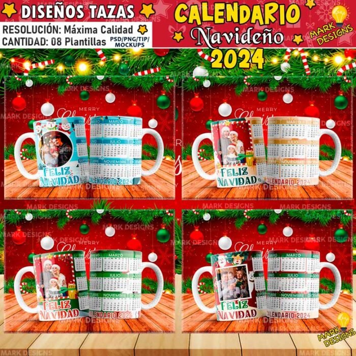 Diseños Navideños Calendario 2024 para Tazas - Image 3