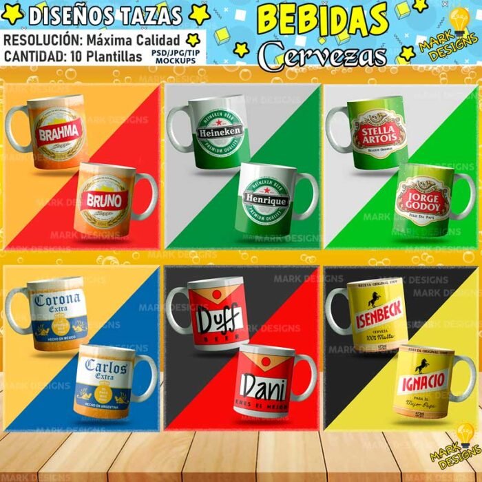 Diseños Cervezas para Tazas Editables - Image 2