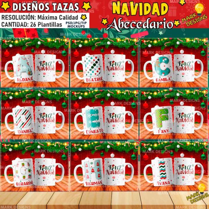 Diseños Navideños de Abecedario Tazas - Image 2