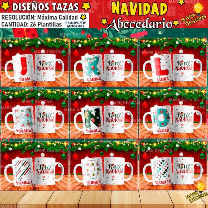 Diseños Navideños de Abecedario Tazas - Image 3