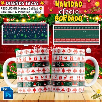 Diseños Navideños Efecto Bordado