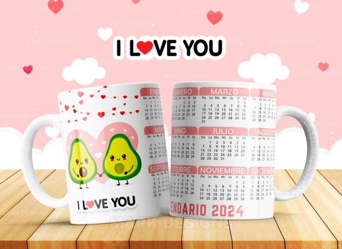 Diseños de Enamorados Calendarios 2024