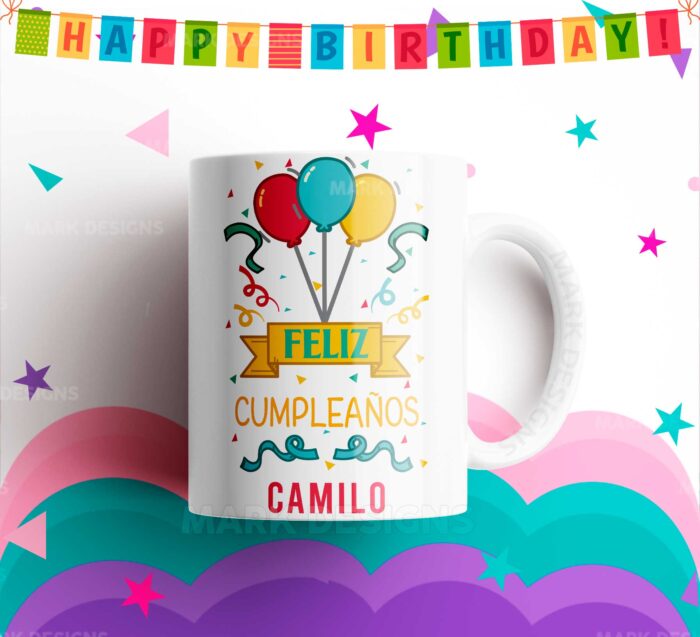 Diseños Tazas Feliz Cumpleaños con Nombres - Image 5