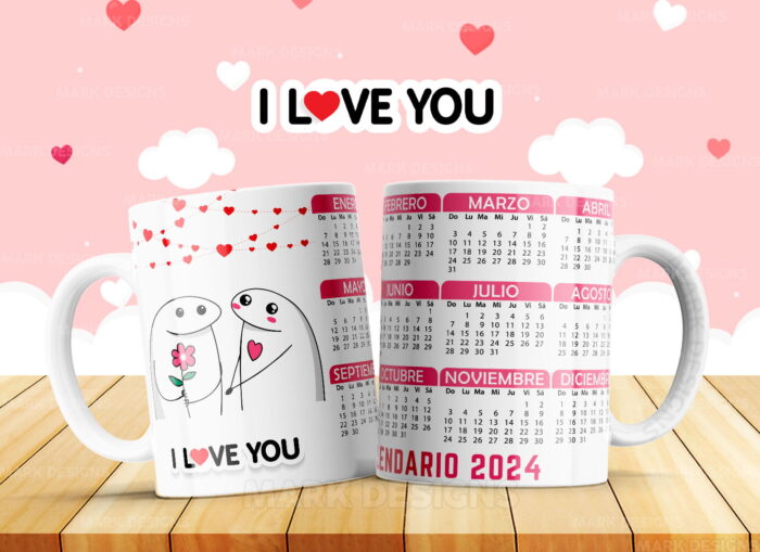 Diseños de Enamorados Calendarios 2024 para Tazas - Image 3