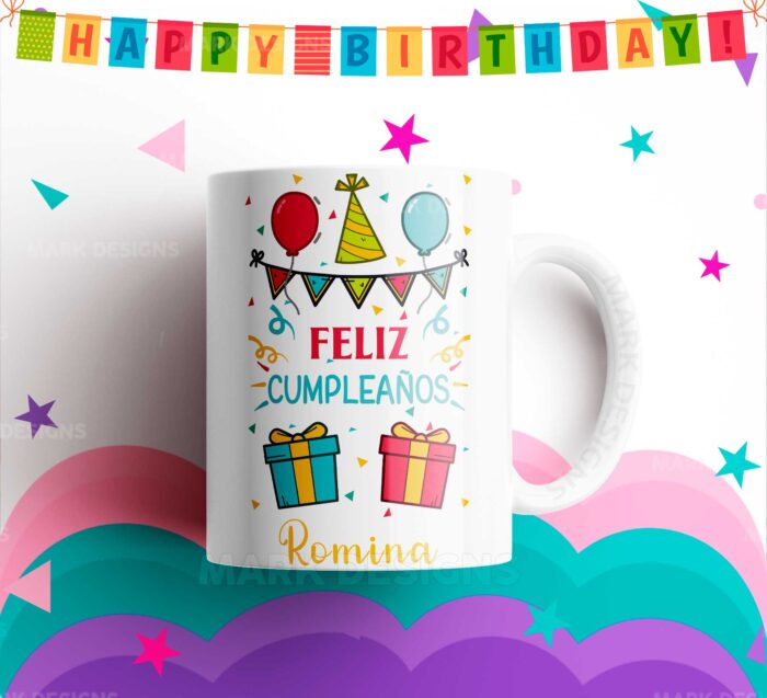 Diseños Tazas Feliz Cumpleaños con Nombres - Image 6