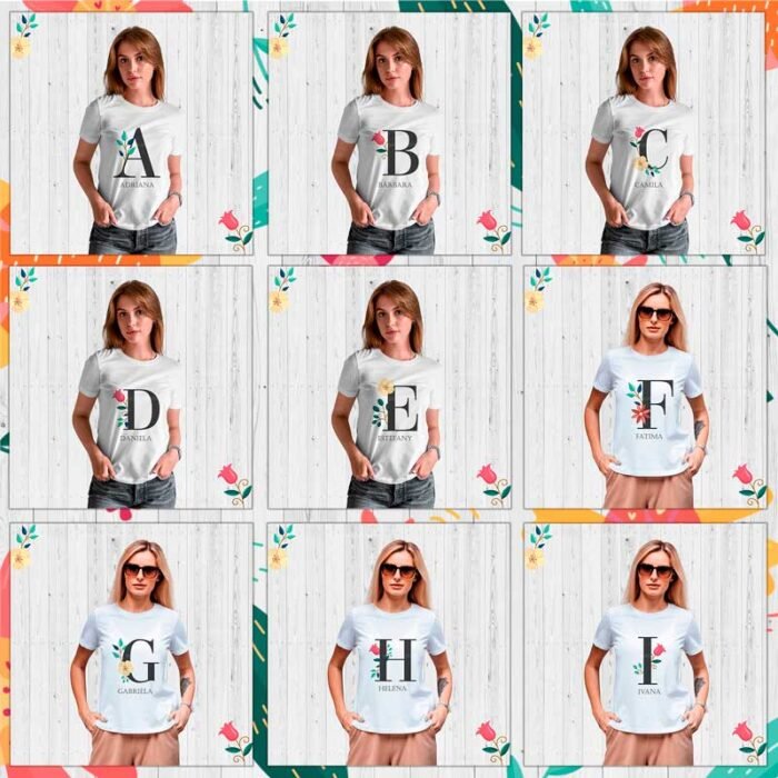 Diseños Abecedario Flores Camisetas