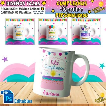 Diseños Tazas Feliz Cumpleaños