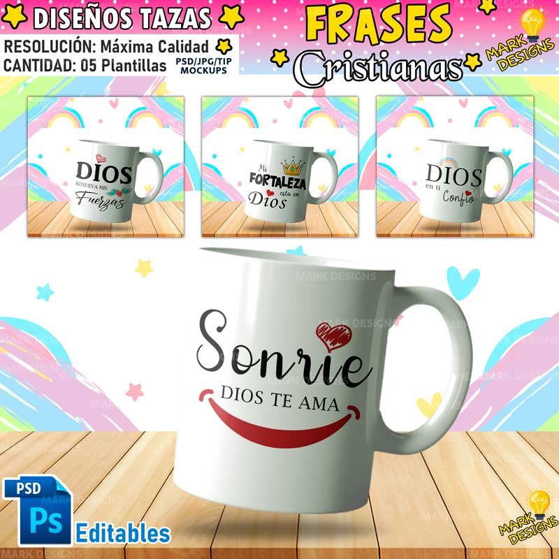 Dise os Frases Cristianas Tazas Editables Mark Designs