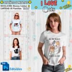 DISEÑOS PARA SUBLIMAR CAMISETAS I LOVE CATS