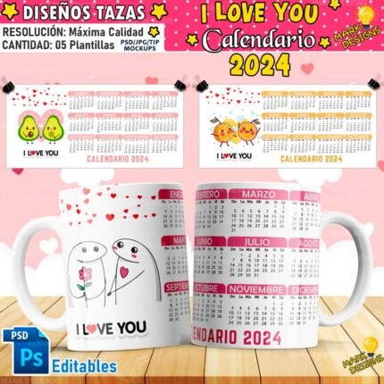 Diseños de Enamorados Calendarios 2024