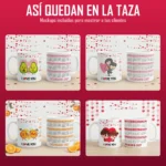 Mockups de tazas sublimadas con calendario del amor 2027