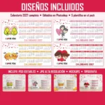 Plantillas de calendario de San Valentín 2027 para tazas, editables en PSD
