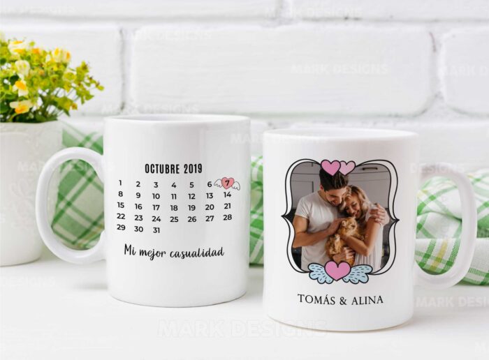 Calendario Foto Tazas Diseños Editables con Fechas
