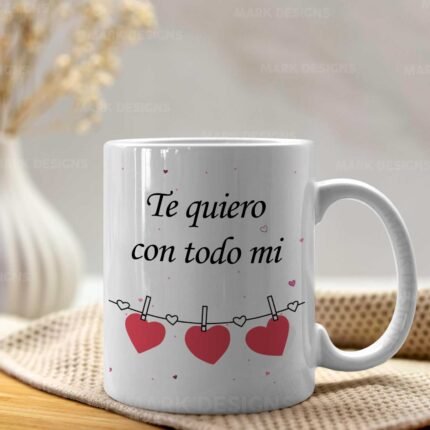 Diseños Te quiero con todo mi Corazón para Tazas