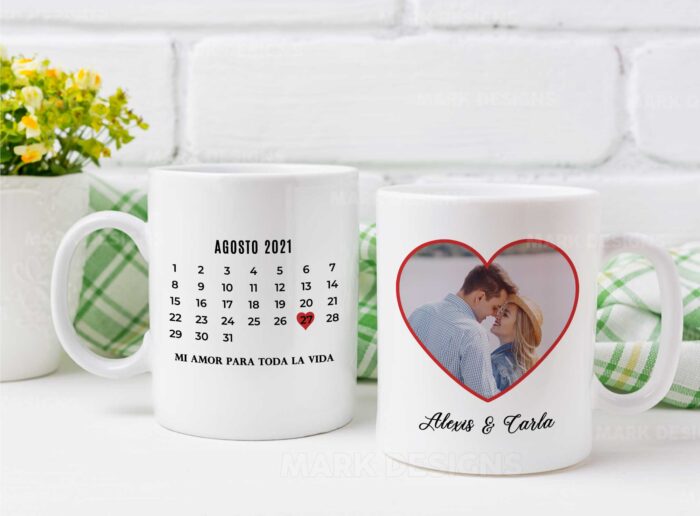 Calendario Foto Tazas Diseños Editables con Fechas