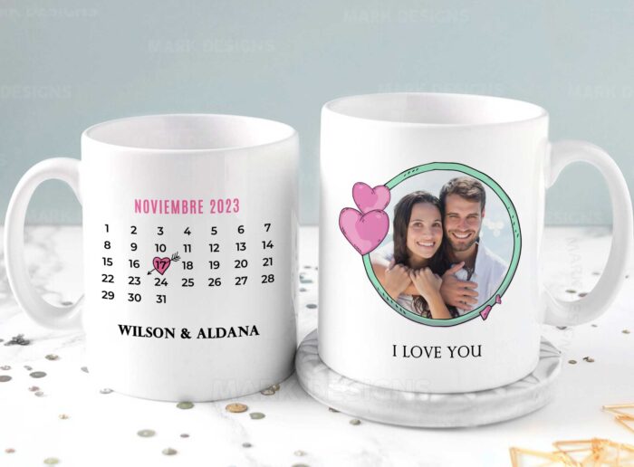Calendario Foto Tazas Diseños Editables con Fechas