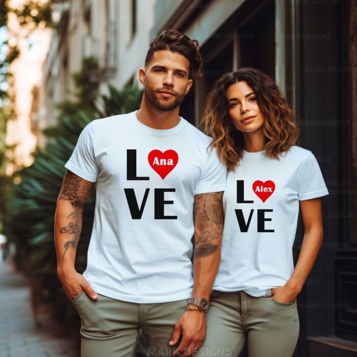 Diseños San Valentín Parejas Camisetas Editables